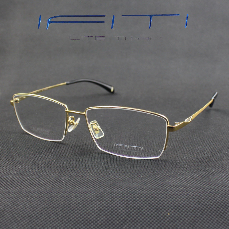 ifiti 意形钛眼镜架F2219B1100男半框大脸记忆钛可配镜近视眼镜框