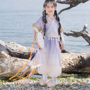 童锣湾汉服女童秋装2025新款儿童民族风中秋小女孩套装宝宝三件套