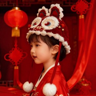 童锣湾原创设计可爱过年国潮虎头帽新年重工刺绣新年限定款暖绒帽