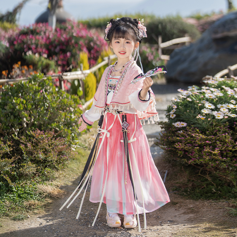童锣湾汉服女童春装2025新款国风儿童连衣裙套装超仙公主裙凌鸢
