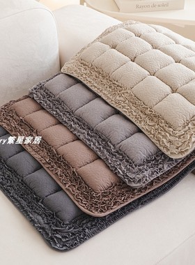 外贸韩式纯色绗缝加厚防滑坐垫纯棉布艺椅子垫办公室座垫全棉防滑
