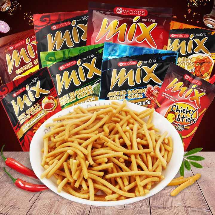泰国进口vfoods mix脆脆条75g虾条办公室网红膨化薯条休闲零食品