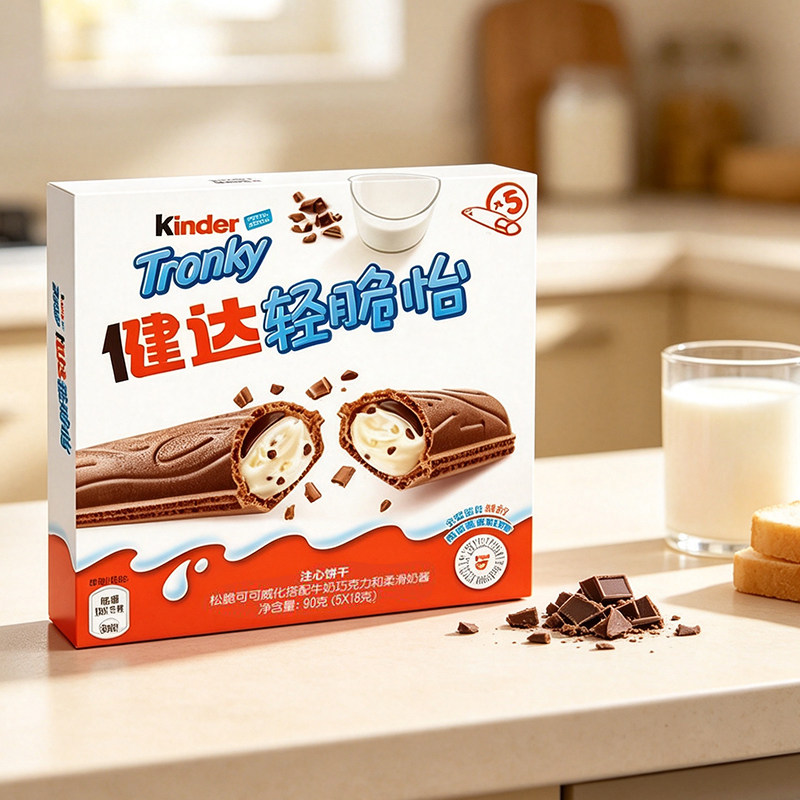 费列罗Kinder新品轻脆怡牛奶威化健达巧克力饼干奶酱网红儿童零食