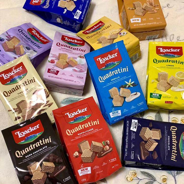 意大利进口莱家Loacker粒粒装巧克力榛子夹心威化饼干休闲零食品