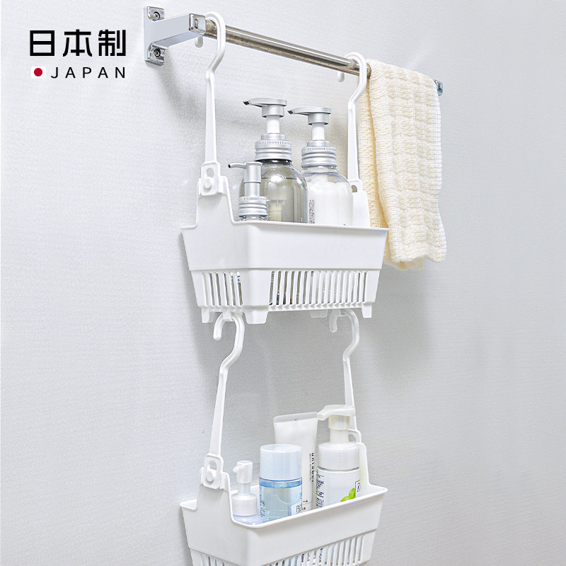 日本进口INOMATA浴室挂篮悬挂式置物筐收纳筐可叠加挂架沥水筐