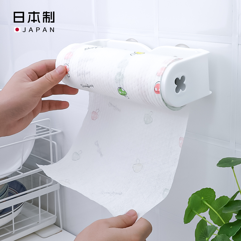 日本进口吸盘纸巾架卷纸挂架子