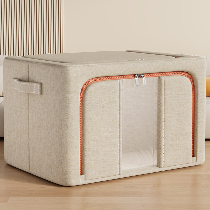 加厚棉麻衣物收纳箱家用装衣服整理盒布艺大容量折叠储物筐袋神器