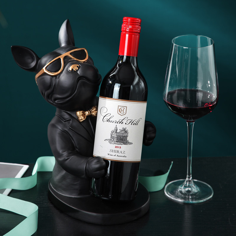 家用酒柜红酒架摆件摆设葡萄酒装饰酒瓶架子现代轻奢斗牛犬狗酒架