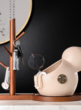 新中式入户玄关放钥匙鞋柜收纳葫芦摆件门口客厅陶瓷家居小装饰品