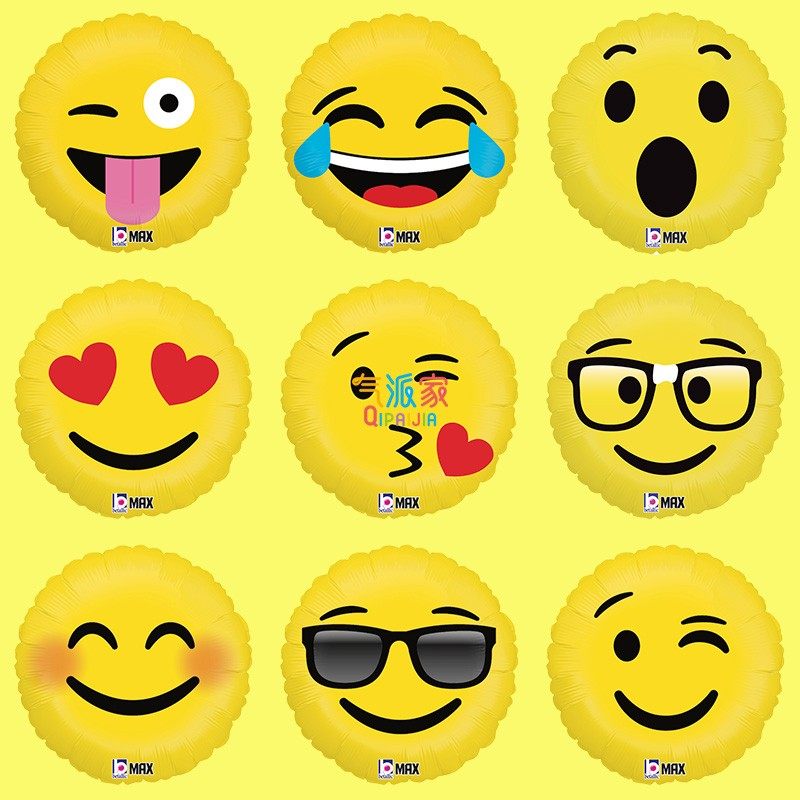 a牌emoji哭笑表情进口铝膜气球成人搞怪生日派对聚会布置装饰拍照