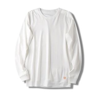 棉绒长袖 亲肤全身内里磨毛纯白T恤 防污T恤 秋男士 60支双纱长绒棉