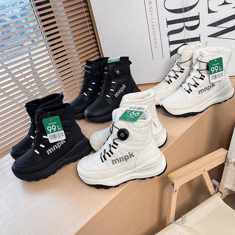 滑雪款 冬季男女同款拼接鞋面橡胶鞋底中帮雪地靴