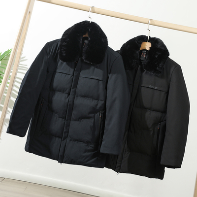 冬季男士加绒加棉加厚户外防风保暖休闲中长款毛领棉衣棉服外套