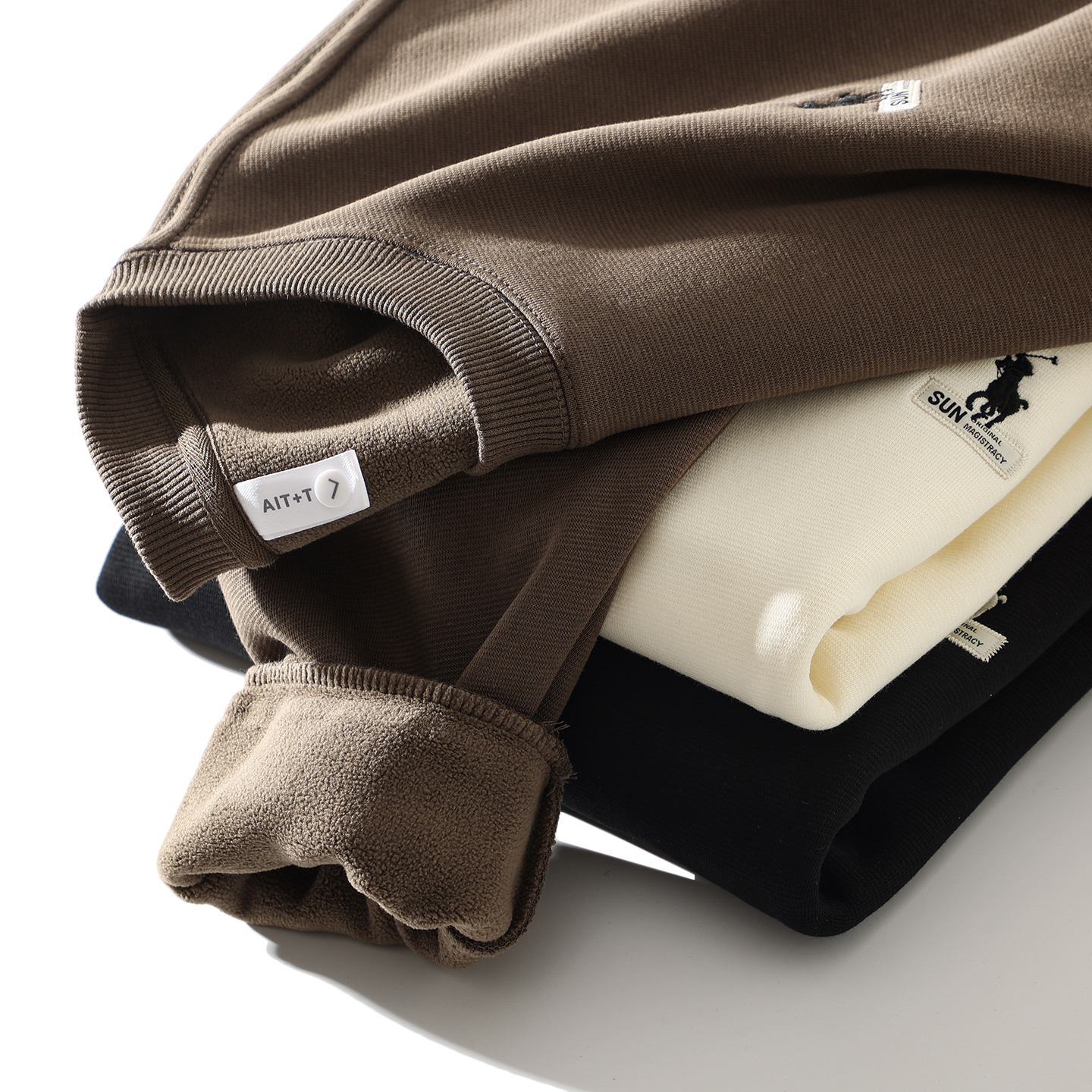 精致刺绣 冬季男士加绒加厚防风保暖圆领套头休闲针织卫衣 外套潮