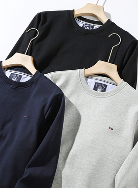 外贸日单 精致小刺绣 冬季男士加绒加厚保暖通勤圆领休闲卫衣外套