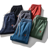 320克水洗纯棉 冬季 男士 日单 薄绒保暖牛头刺绣束脚运动休闲卫裤