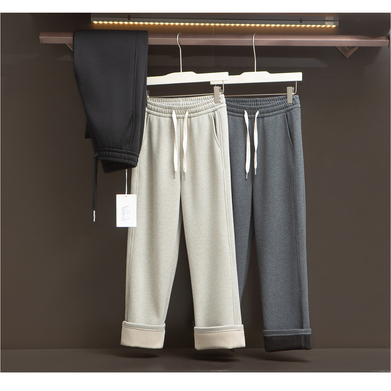 冬季男士直筒宽松加绒裤抗菌高科技面料舒适亲肤加厚保暖休闲长裤