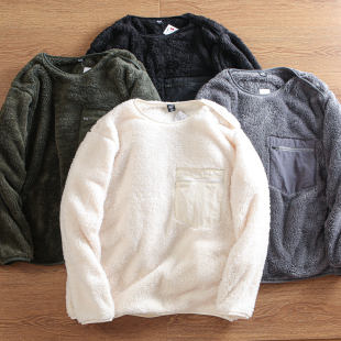 情侣款 日单男士 摇粒绒舒适保暖圆领套头卫衣外套 超及软糯 试衣间