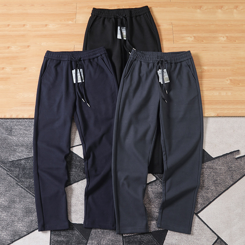 绵羊毛+桑蚕丝混纺 冬季男士小直筒一体德绒加厚保暖休闲裤卫裤潮