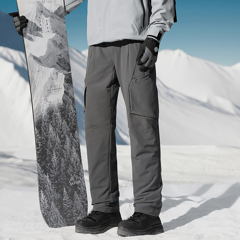 90鸭绒 冬季男士小直筒高蓬松户外防风防水保暖休闲羽绒裤 滑雪裤