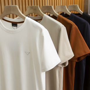 轻奢80支苏匹马棉 夏季男士轻薄丝滑凉爽纯色透气休闲打底短袖T恤
