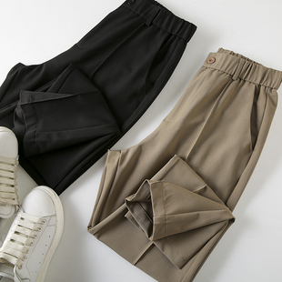 立体剪裁 休闲长裤 秋季 直筒松紧腰百搭简约纯色西裤 潮 男士 日系