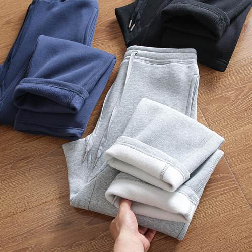 加绒加厚运动休闲卫裤保暖宽松