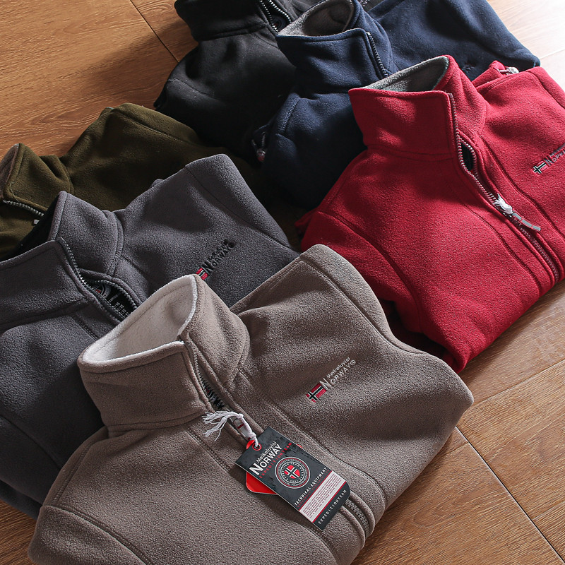 外贸挪威单 秋冬情侣摇粒绒加绒加厚立领保暖户外休闲夹克 男外套,男装,夹克,淘宝优惠券,粉丝福利购,淘宝优惠卷