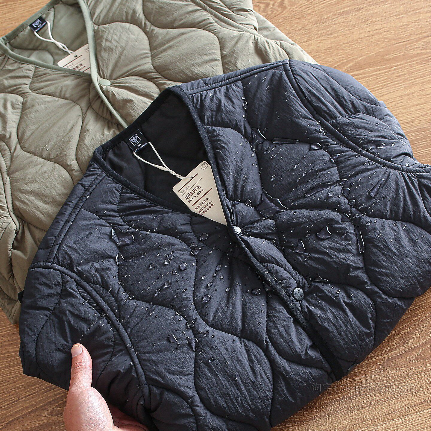 冬季男士葫芦绗缝加棉轻量化防泼水保暖V领休闲棉衣棉服 叠穿外套,男装,棉衣,淘宝优惠券,粉丝福利购,淘宝优惠卷