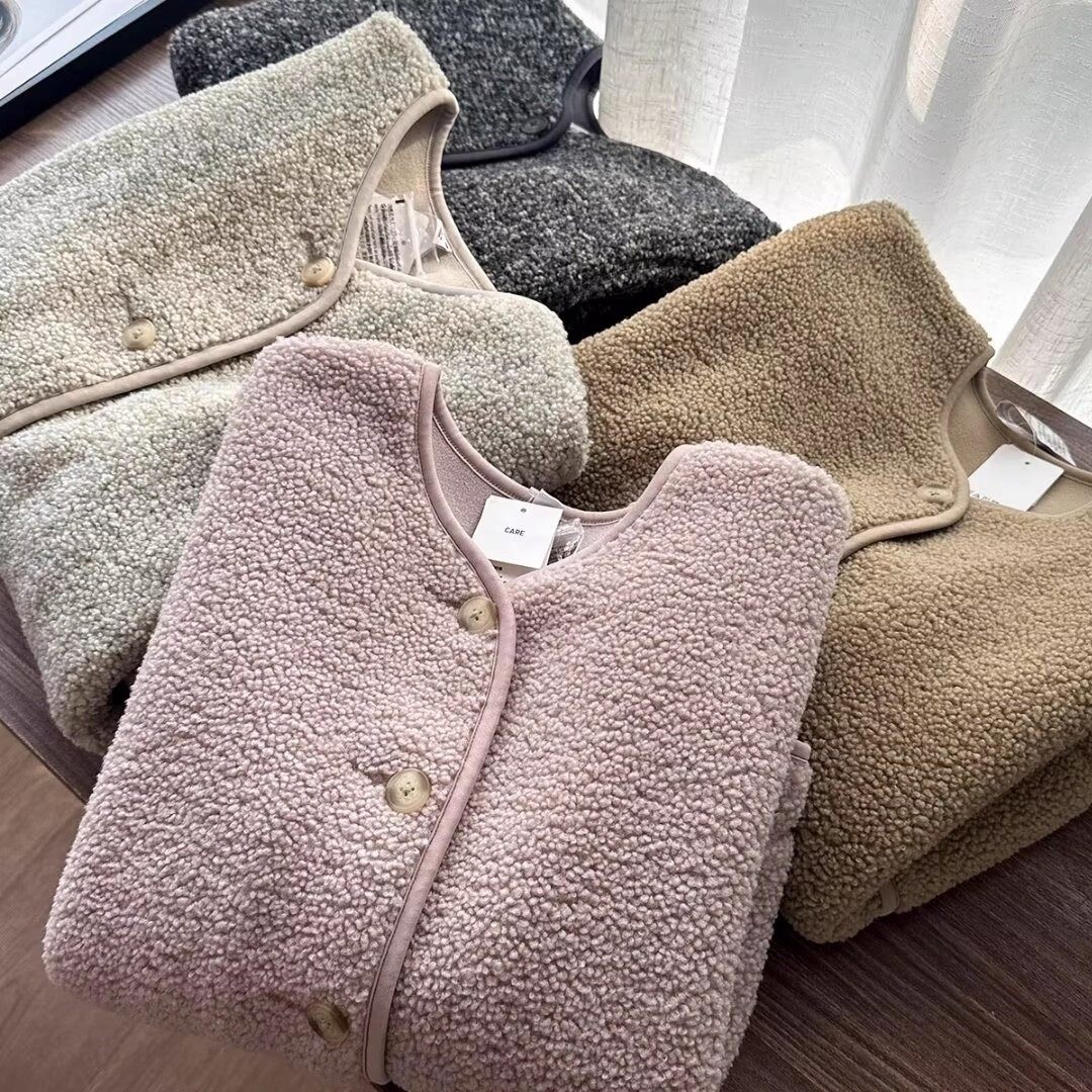 日系冬季女士仿羊羔绒加厚防风保暖摇粒绒圆领单排扣休闲夹克外套,女装/女士精品,短外套,淘宝优惠券,粉丝福利购,淘宝优惠卷