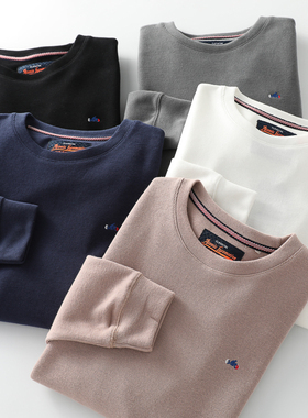 ODM公司订单 春季男士水洗纯棉小刺绣弹性圆领套头休闲卫衣 外套