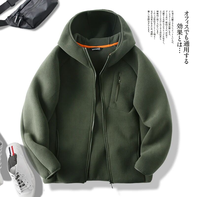 一件过冬 高克重加厚摇粒绒 冬男士户外防风保暖连帽休闲夹克外套