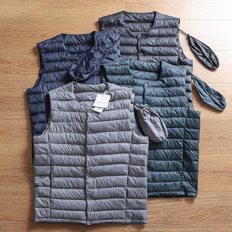 白鸭绒蓬松保暖 秋冬男士可收纳便携轻薄无领休闲羽绒马甲背心潮,男装,羽绒马甲,淘宝优惠券,粉丝福利购,淘宝优惠卷