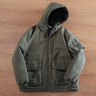 休闲棉衣 科技防风防水 宽松加棉加厚保暖大口袋工装 男士 外套 冬季