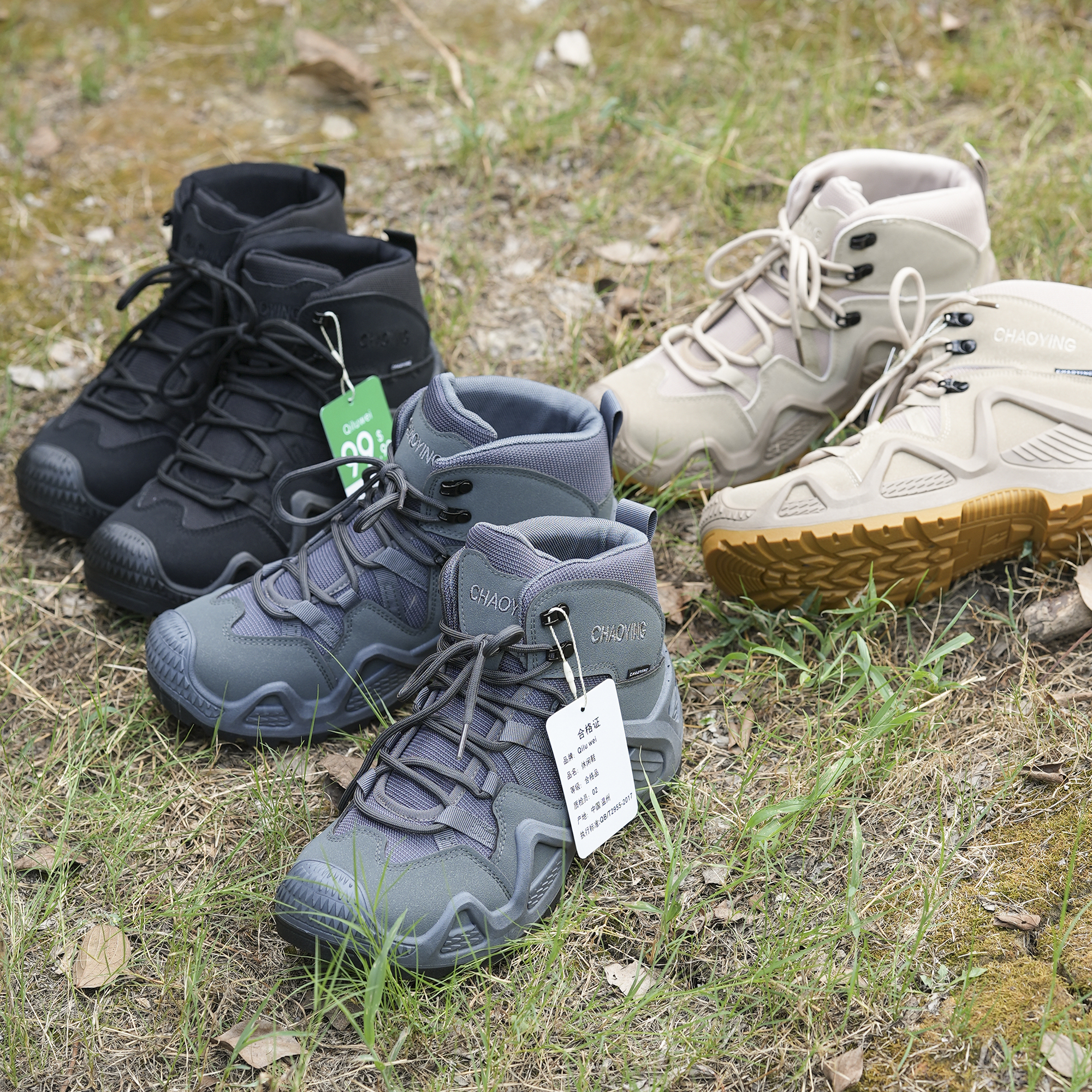 出口单 冬季男士户外登山鞋 仿牛皮绒拼接橡胶鞋底防风男鞋休闲鞋