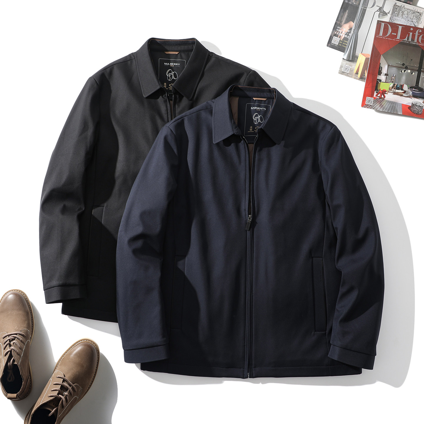 桑蚕丝 冬男士商务通勤休闲夹棉加厚防风保暖翻领棉衣 行政棉夹克