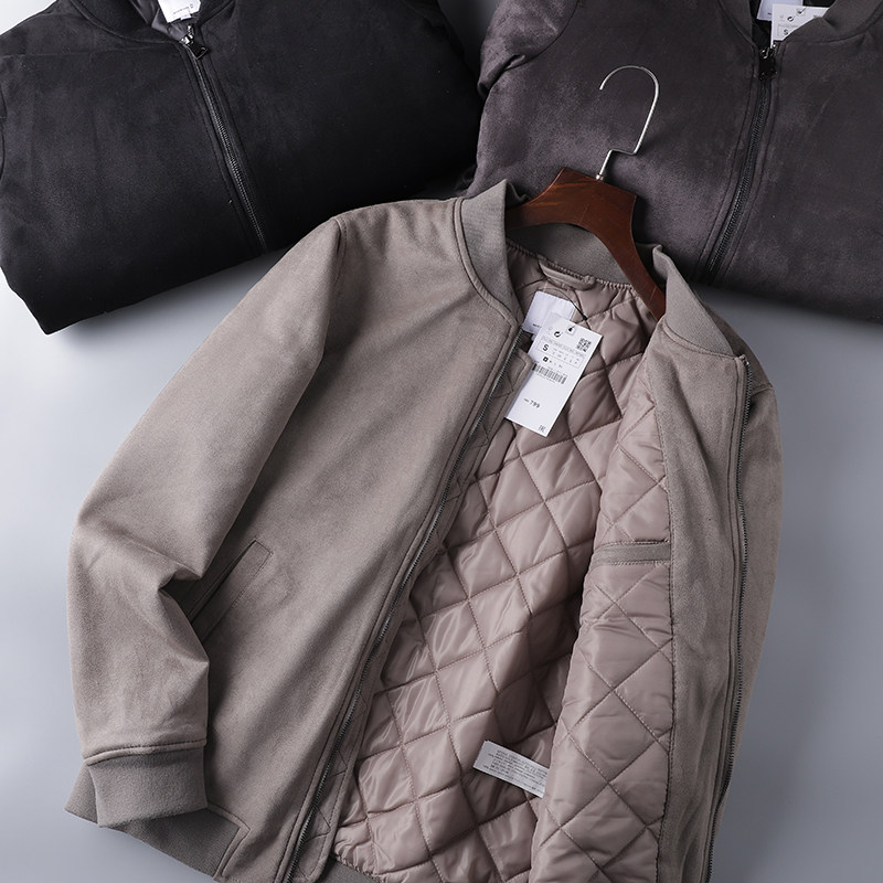 西班牙麂皮绒棒球领冬季