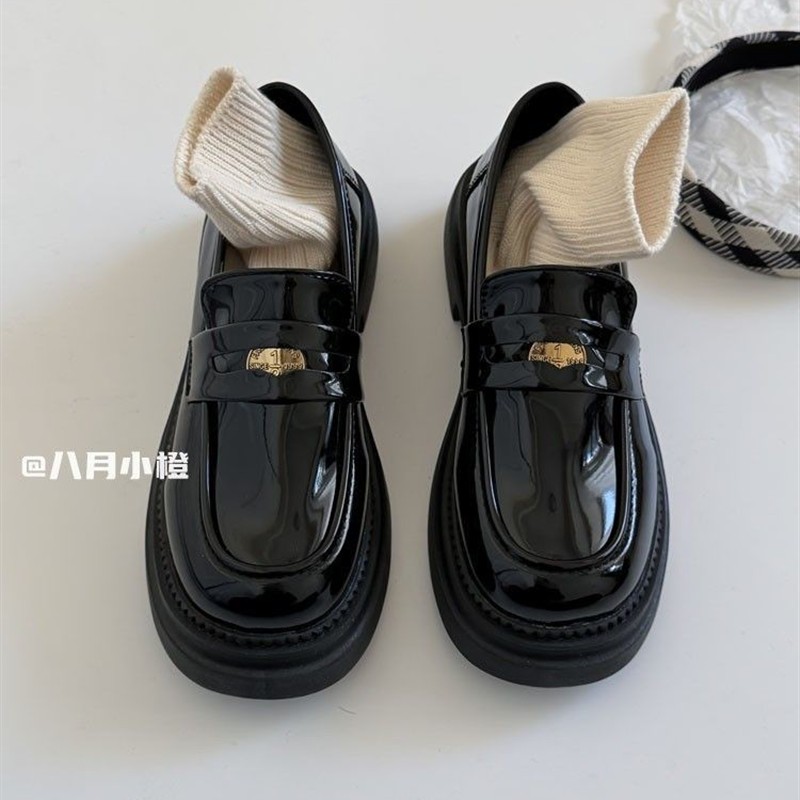 厚底增高法式乐福鞋女百搭学院风制服玛丽珍单鞋金币小皮鞋一脚蹬