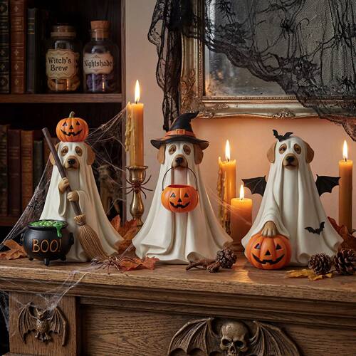 3-piece Halloween dog ghost decorations cute tabletop orname