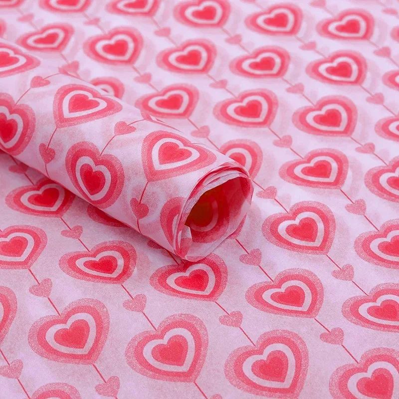 10Sheets 50*66cm Heart Tissue Paper Flower Bouquet Wrapping