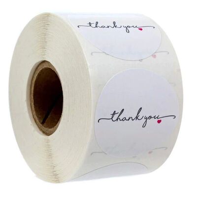 50-500pcs Round White Paper Label Sticker Thank You Sticker