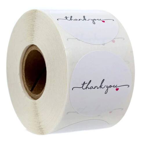 50-500pcs Round White Paper Label Sticker Thank You Sticker