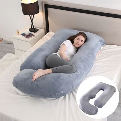 Washable J-Shaped Pregnancy Pillow for Side Sleeping Materni