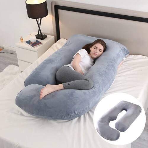Washable J-Shaped Pregnancy Pillow for Side Sleeping Materni