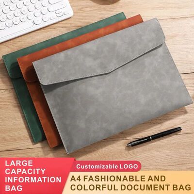 PU Leather A4 Document Bag 7 Colors File Folder for Office &