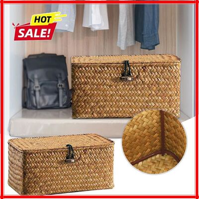 Partitioned Storage Box Handcrafted Woven Storage Basket Rec