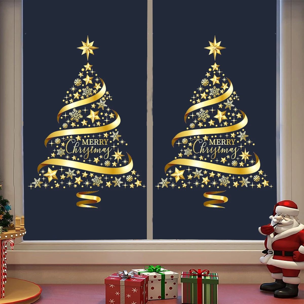 2025 Merry Christmas Window Sticker Xmas Tree Pattern Mall G