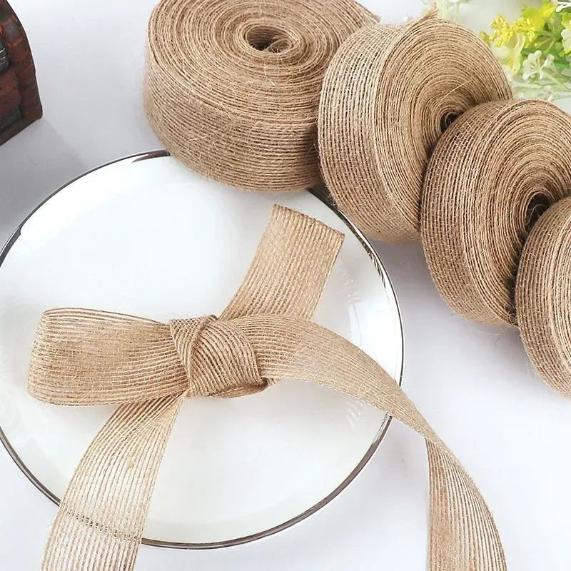 10M 15-50mm Ribbon for Bows Gift Ribbon Natural Jute Christm