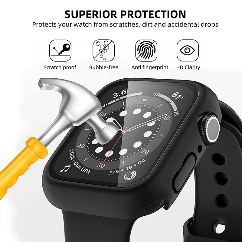 GLASS+COVER FOR APPLE WATCH CASE 7 6 SE 5 4 3 IWATCH ACCESSO