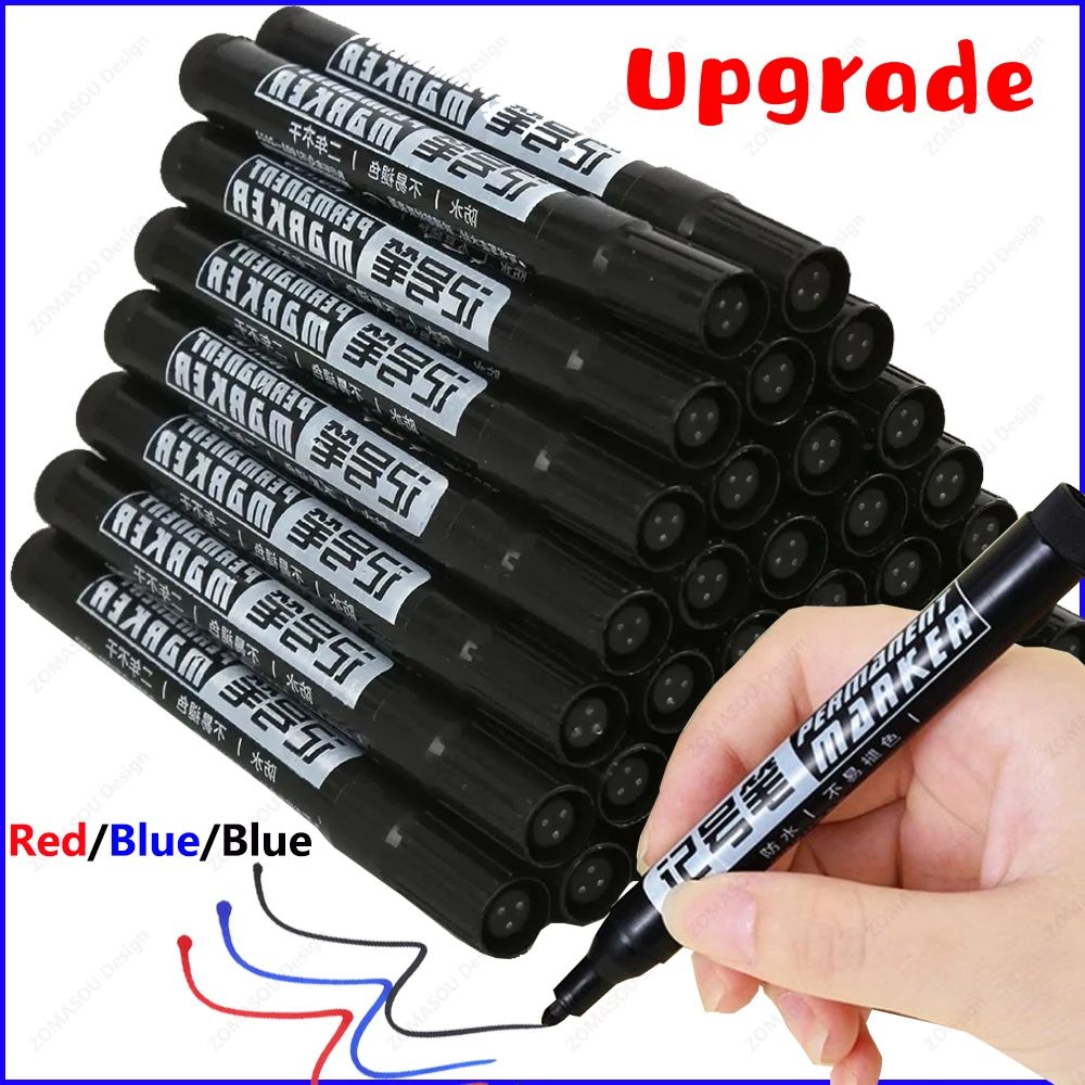 Marker Pen Waterproof Quick Dry Black Blue Red Ink Permanent
